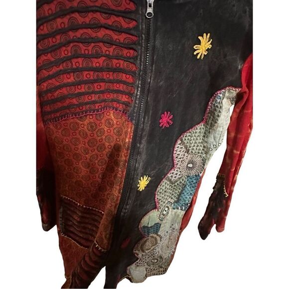 Women's The Collection Royal Long Sleeve Patchwork Tie-Dye Art to Wear Zip Up Ja - Picture 4 of 7